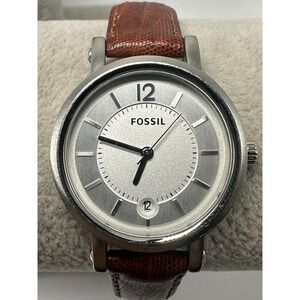 Fossil ES-2373 Ladies Watch New Battery 28MM 6" Brown Leather Band S25